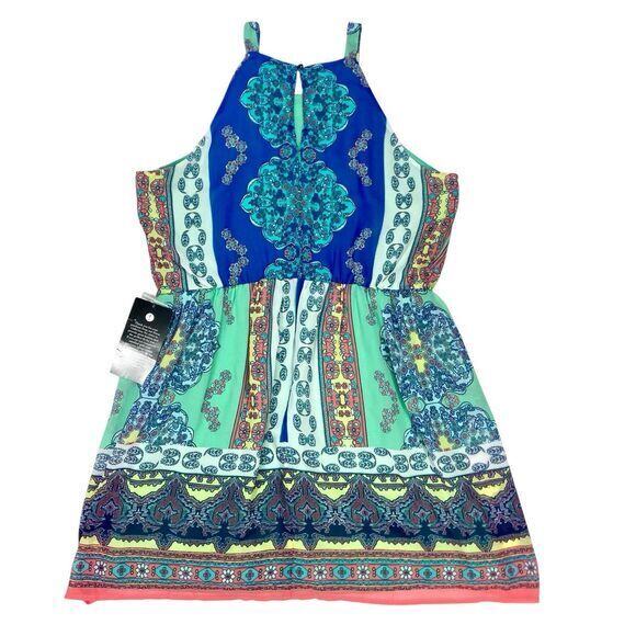 Loralette Dress Womens 2X Green Blue Paisley Print Summer Boho Beach Flowy NEW - Picture 6 of 16